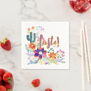FIESTA Cacti Folkart Flowers Custom Napkin