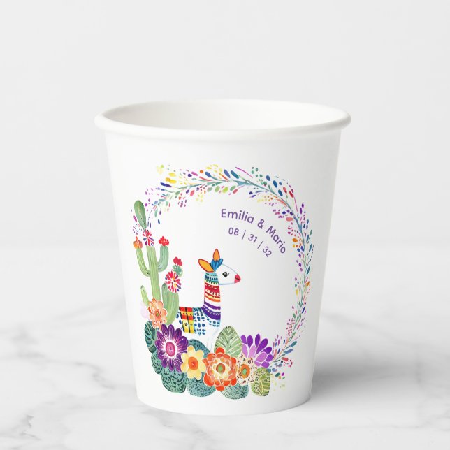 FIESTA Cacti Folkart Flowers Custom Paper Cups (Front)