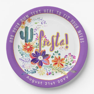 FIESTA Cacti Folkart Flowers Custom Paper Plate