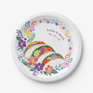 FIESTA Cacti Folkart Flowers Custom Paper Plate