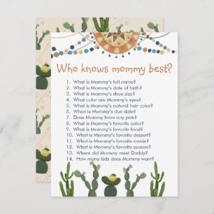 Fiesta cactus baby shower game  enclosure card