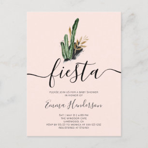 Fiesta Cactus Baby Shower Invitation Postcard