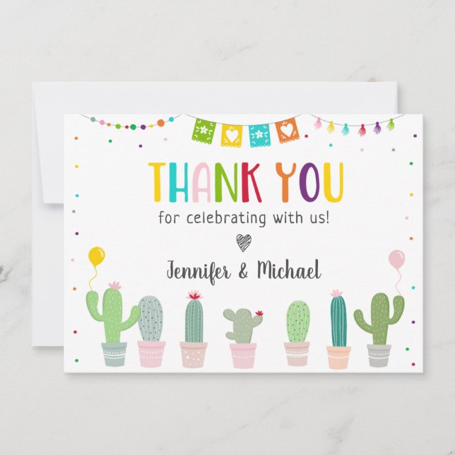 Fiesta Cactus Baby Shower Thank You (Front)