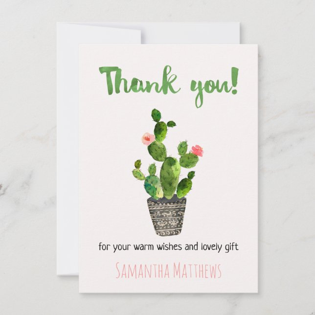 Fiesta Cactus Baby Shower Thank You Card (Front)