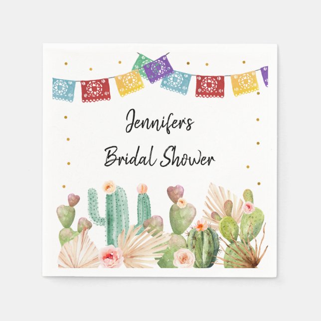 Fiesta Cactus Boho Bridal Shower Napkin (Front)