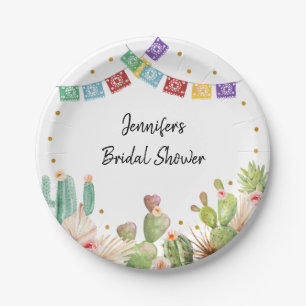 Fiesta Cactus Boho Bridal Shower Paper Plate