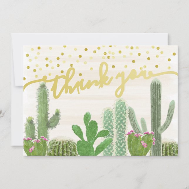 Fiesta Cactus Boho Bridal Shower Thank You (Front)