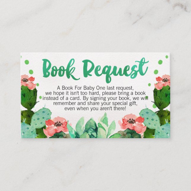 Fiesta Cactus Book request Card Insert Card (Front)