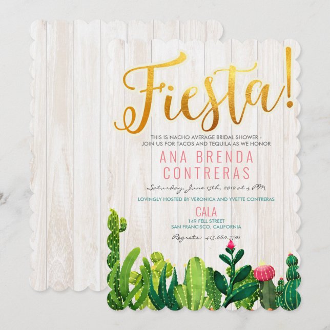 Fiesta Cactus Bridal Shower Invitation (Front/Back)