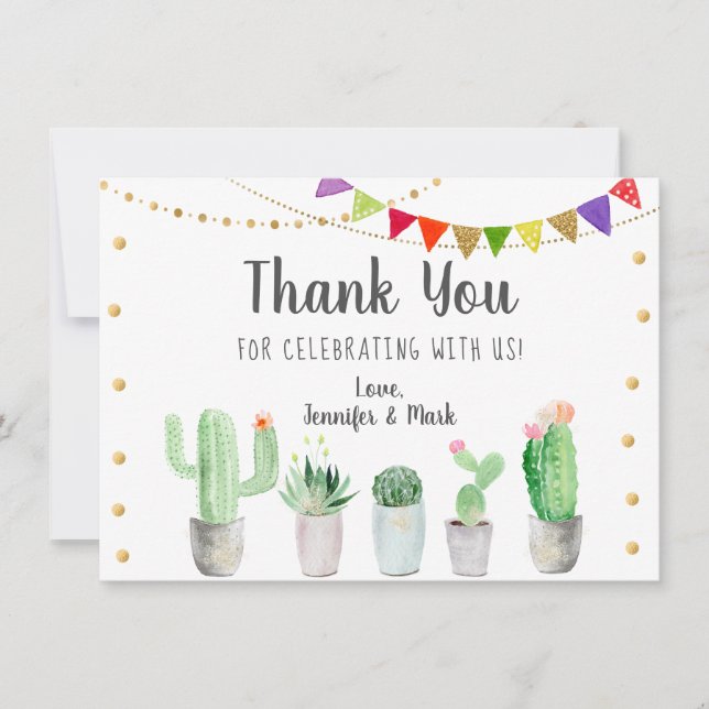 Fiesta Cactus Bridal Shower Thank You (Front)