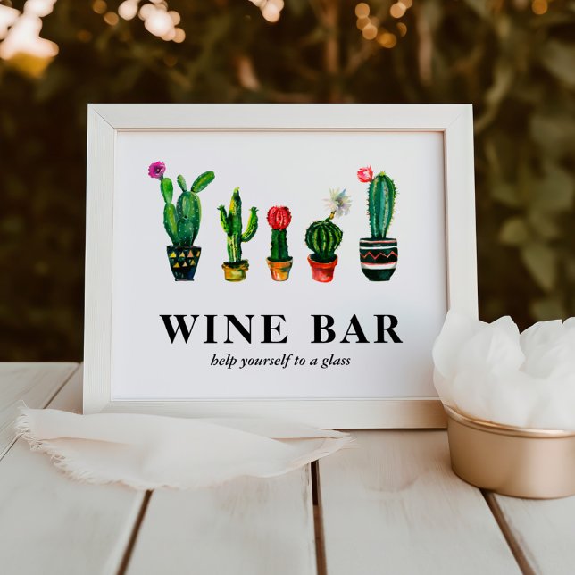 Fiesta Cactus Bridal Shower Wine Bar Photo Print (Creator Uploaded)