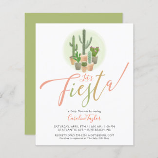 Fiesta Cactus Budget Baby Shower Invitation