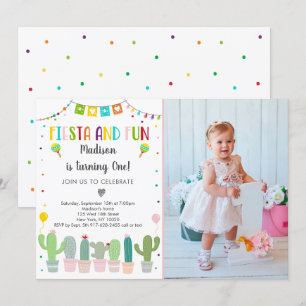 Fiesta Cactus First Birthday Invitation