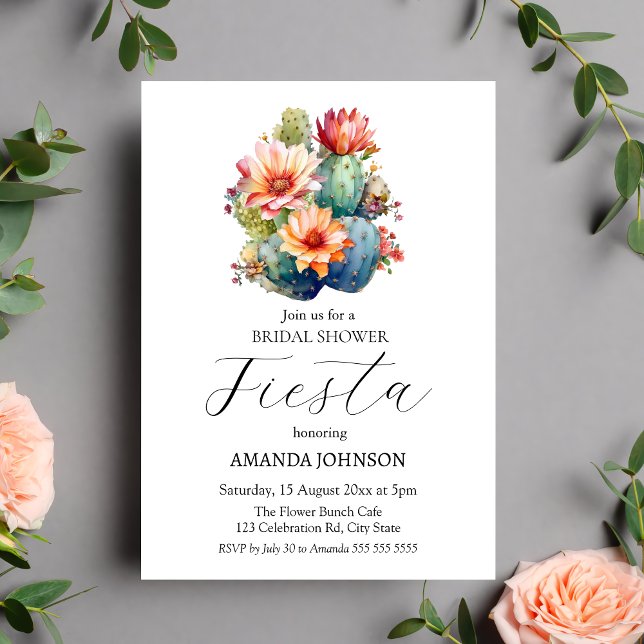  Fiesta Cactus Floral Bridal Shower Invitation (Creator Uploaded)