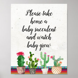 Fiesta Cactus Floral Please Take A Baby Succulent Poster