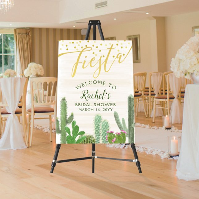 Fiesta Cactus Gold Script Bridal Shower Welcome Photo Print (Creator Uploaded)