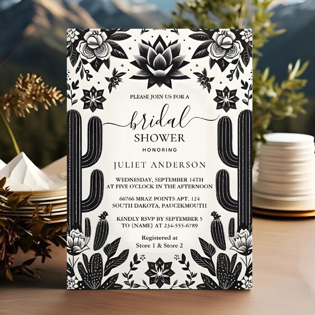 Fiesta Cactus Love In Bloom Mexicans Bridal Shower Invitation (Creator Uploaded)