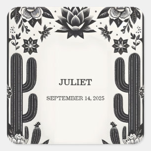 Fiesta Cactus Love In Bloom Mexicans Bridal Shower Square Sticker