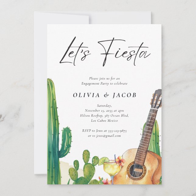 Fiesta Cactus Mexican Engagement Party Invitation (Front)