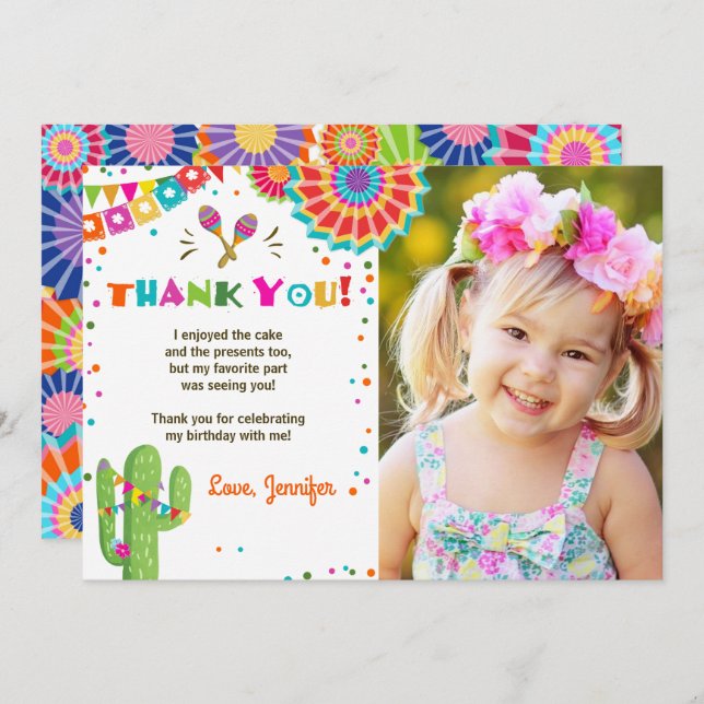 Fiesta Cactus Mexican Nacho Average Thank You Card (Front/Back)