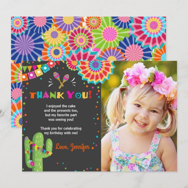 Fiesta Cactus Mexican Nacho Average Thank You Card (Front/Back)