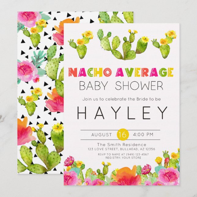 Fiesta Cactus Nacho Average Baby Shower Invitation (Front/Back)