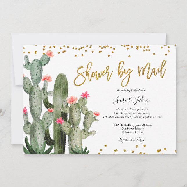 Fiesta Cactus Shower by Mail Invitation (Front)