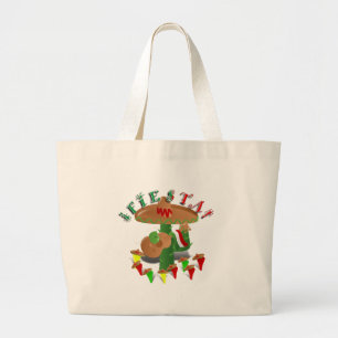 Fiesta Cactus w/Sombrero & Guitar Large Tote Bag