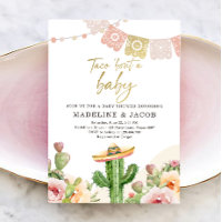Fiesta Cactus Watercolor Baby Couples Shower Invit