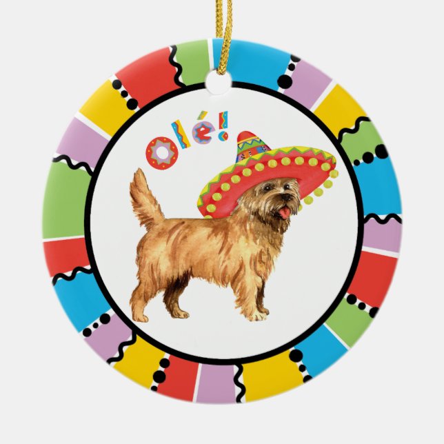 Fiesta Cairn Terrier Ceramic Tree Decoration (Front)