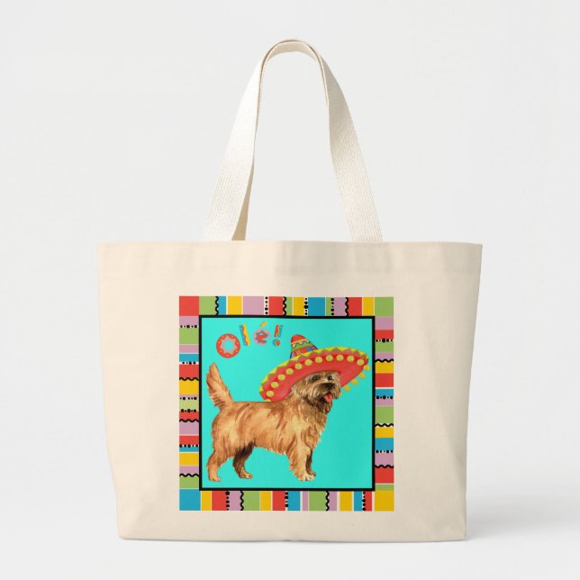Fiesta Cairn Terrier Large Tote Bag (Front)