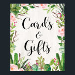 Fiesta Cards Gifts Sign Baby Shower Bridal Shower<br><div class="desc">CARDS & GIFTS - Decoration for Fiesta Theme Baby Shower ,  Bridal Shower,  Birthday,  Wedding,  etc
Featuring elegant watercolor succulents,  blush pink roses and modern calligraphic lettering.</div>