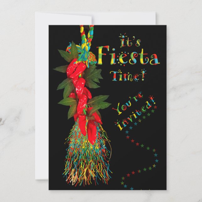 Fiesta Celebration Invitation,  Hot Chilli Peppers Invitation (Front)