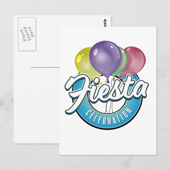 Fiesta Celebration retro blue logo Postcard (Front/Back)