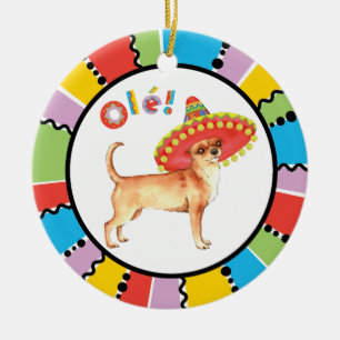 Fiesta Chihuahua Ceramic Tree Decoration