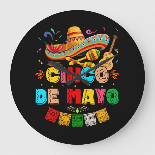 Fiesta Cinco de Mayo Large Clock (Front)