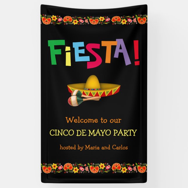 Fiesta! Cinco de Mayo Party (customisable) Banner (Vertical)