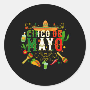 Fiesta Cinco De Mayo T Shirts Men Women Taco Classic Round Sticker