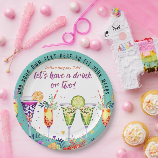 FIESTA  Cocktails Custom Paper Plate (Party)