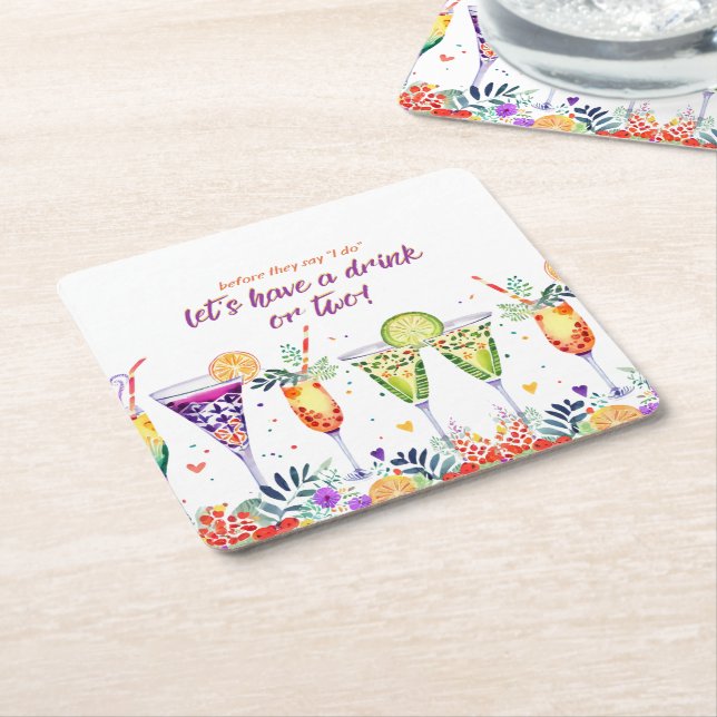 FIESTA  Cocktails Custom Square Paper Coaster (Angled)