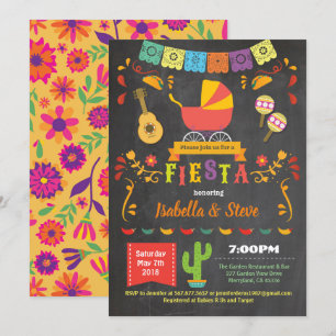 Fiesta coed baby shower chalkboard invitation