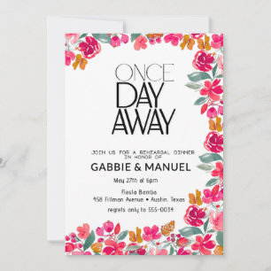 Fiesta Colorful Floral Black Rehearsal Dinner Invitation