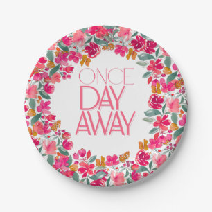 Fiesta Colorful Floral Black Rehearsal Dinner Paper Plate