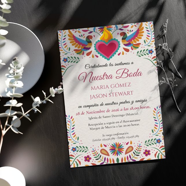 Fiesta Colorful Flowers Botanical Spanish Wedding Invitation (Fiesta Colorful Flowers Botanical Spanish Wedding Invitation)