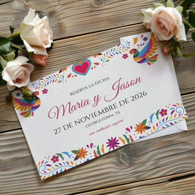 Fiesta Colorful Flowers Botanical Spanish Wedding Save The Date (Fiesta Colorful Flowers Botanical Spanish Wedding Save The Date)