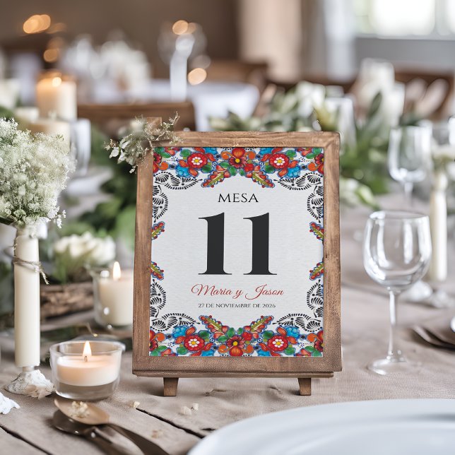 Fiesta Colorful Flowers Botanical Spanish Wedding Table Number (Fiesta Colorful Flowers Botanical Spanish Wedding Table Number)