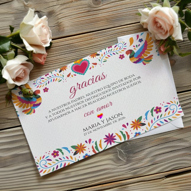 Fiesta Colorful Flowers Botanical Spanish Wedding Thank You Card (Fiesta Colorful Flowers Botanical Spanish Wedding Thank You Card)