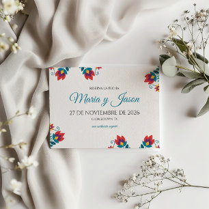Fiesta Colourful Botanical Floral Spanish Wedding Save The Date