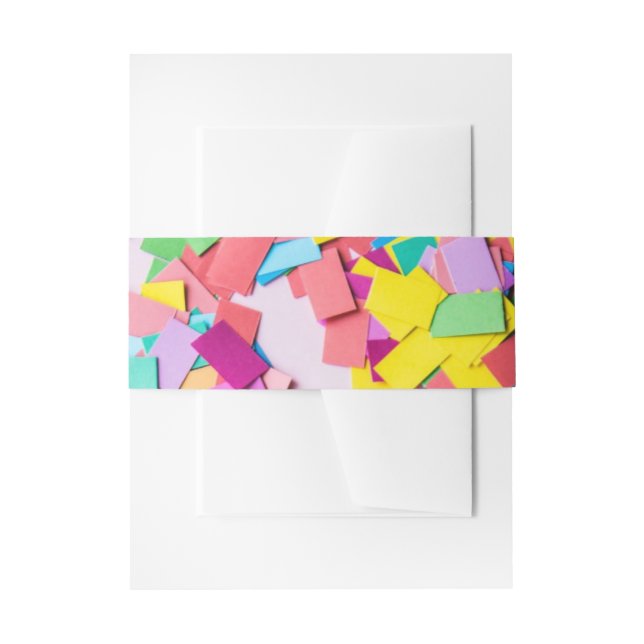 “Fiesta” - Colourful Confetti Wedding Invitation Belly Band (Front Example)