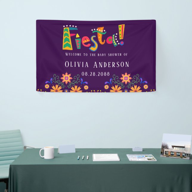 Fiesta Colourful Floral Baby Shower  Banner (Tradeshow)